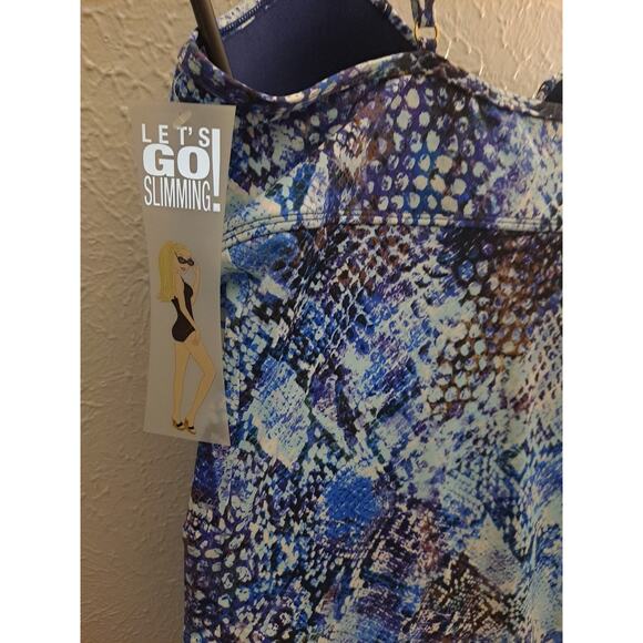 Spanx Swim Suit Plus Shaped Blue Snake One Piece Underwire Sz 14 D/DD NWT $198 - Picture 8 of 12